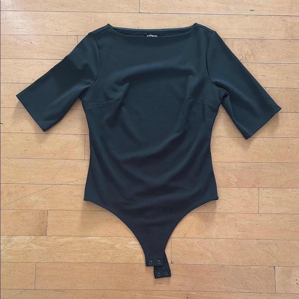Express Green Bodysuit with Stretchy Fit and Scoop Neckline